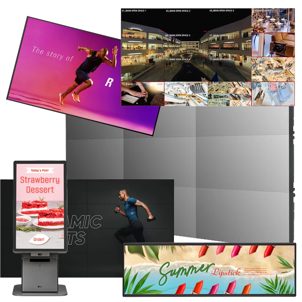 Collage de pantallas de video wall LG